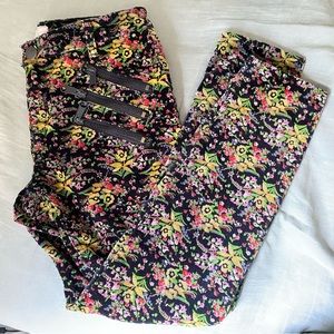 Free People Lennon Floral Velvet Skinny Pants